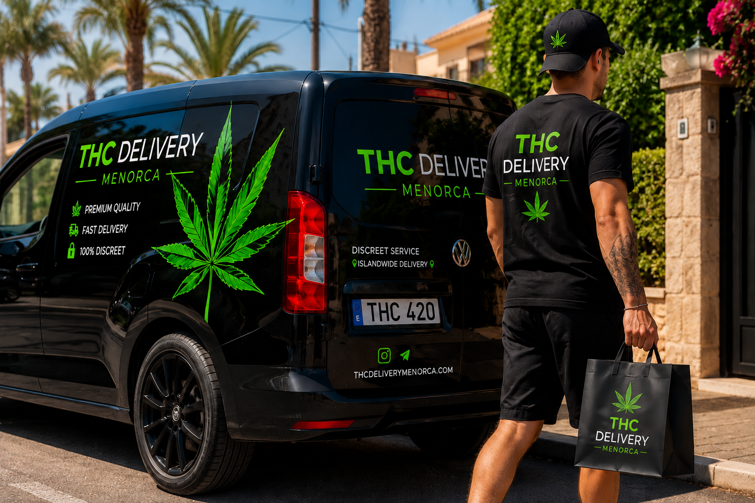 THC Weed Menorca — discreet island-wide cannabis delivery van